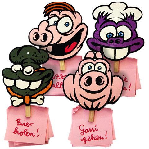 Notizklammern 4er Set "Schweinevogel & Knuddelfreunde"