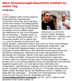 Leipziger WochenKurier: Interview mit Schwarwel zu meinem neuen Schweinevogel-Comic