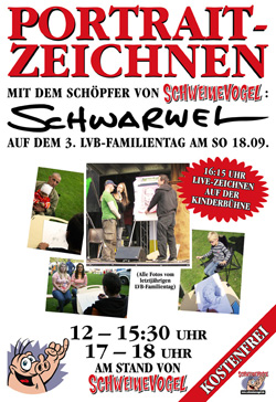 Schweinevogel-Stand + Porträt-Zeichnen mit Schwarwel LVB-Familientag So 18.09.
