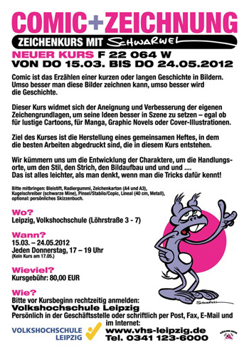 Neuer Zeichenkurs mit Schwarwel “COMIC+ZEICHNUNG” ab 15.03. in der VHS Leipzig