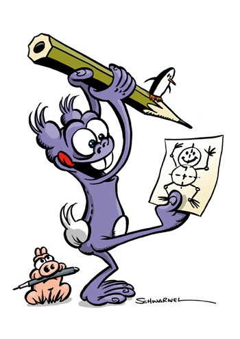 Zeichen-Workshop mit Schwarwel i. R. d. MOSAIK-Ausstellung im ZFL 17.02.